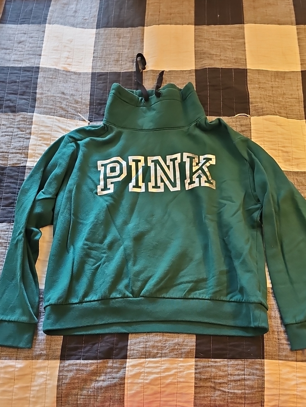 PINK Victoria's Secret Teal Pullover Hoodie with White Lettering